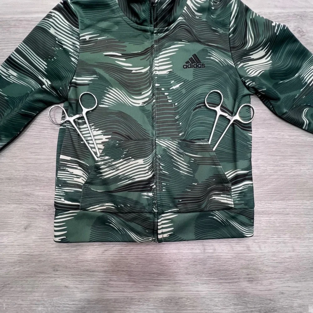 Adidas Kids Green Abstract Wave Full Zip Track Jacket HCM046‎ Size 2T